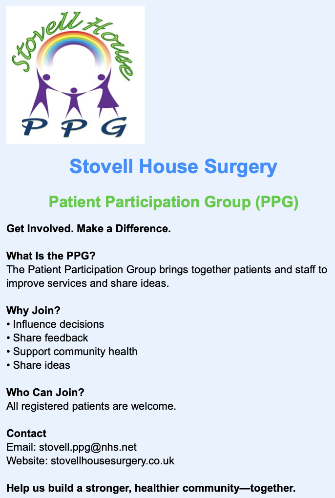 Stovell House Surgery Patient Participation Group poster